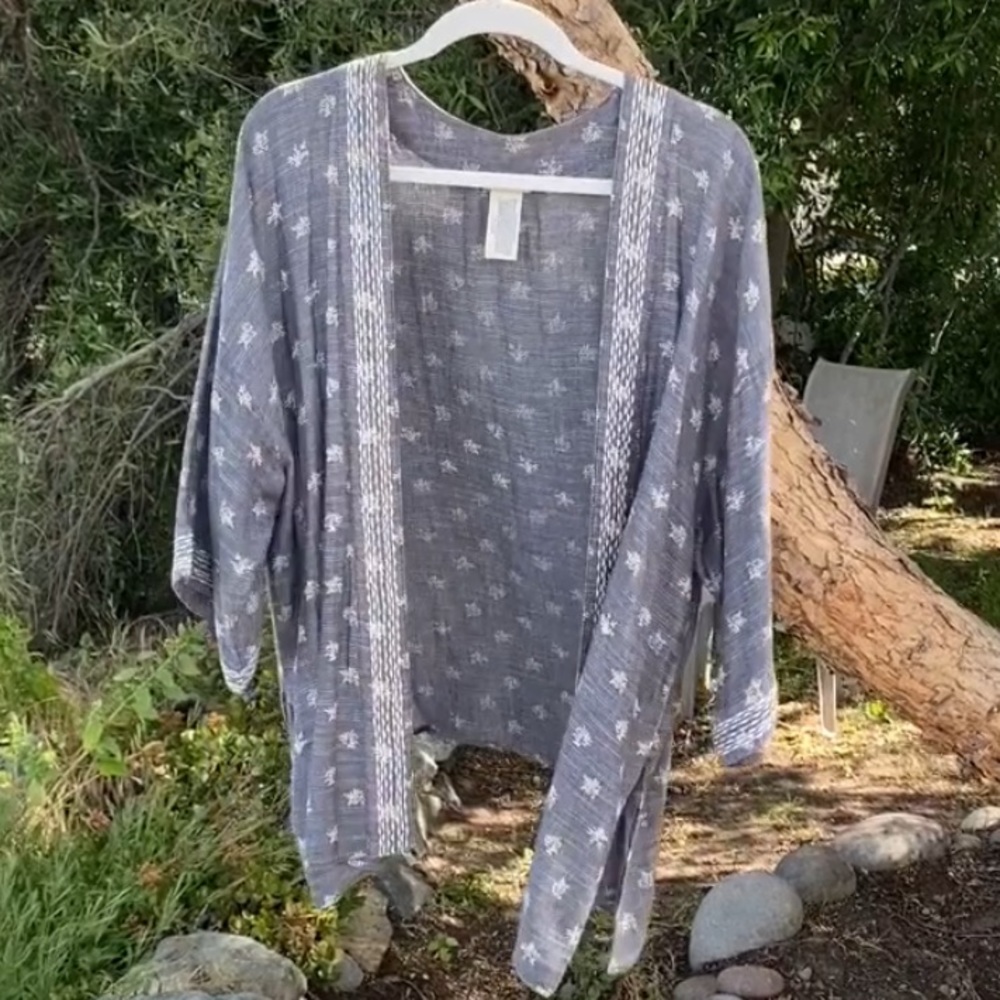 Lucky Brand Contrast Stitch Kimono One Size. NWOT